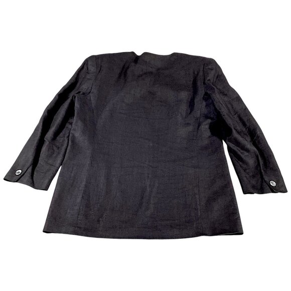 Charter Club Jacket Womens 12 Black Linen Blazer Boss Career Minimalist 80s VTG - Picture 2 of 16